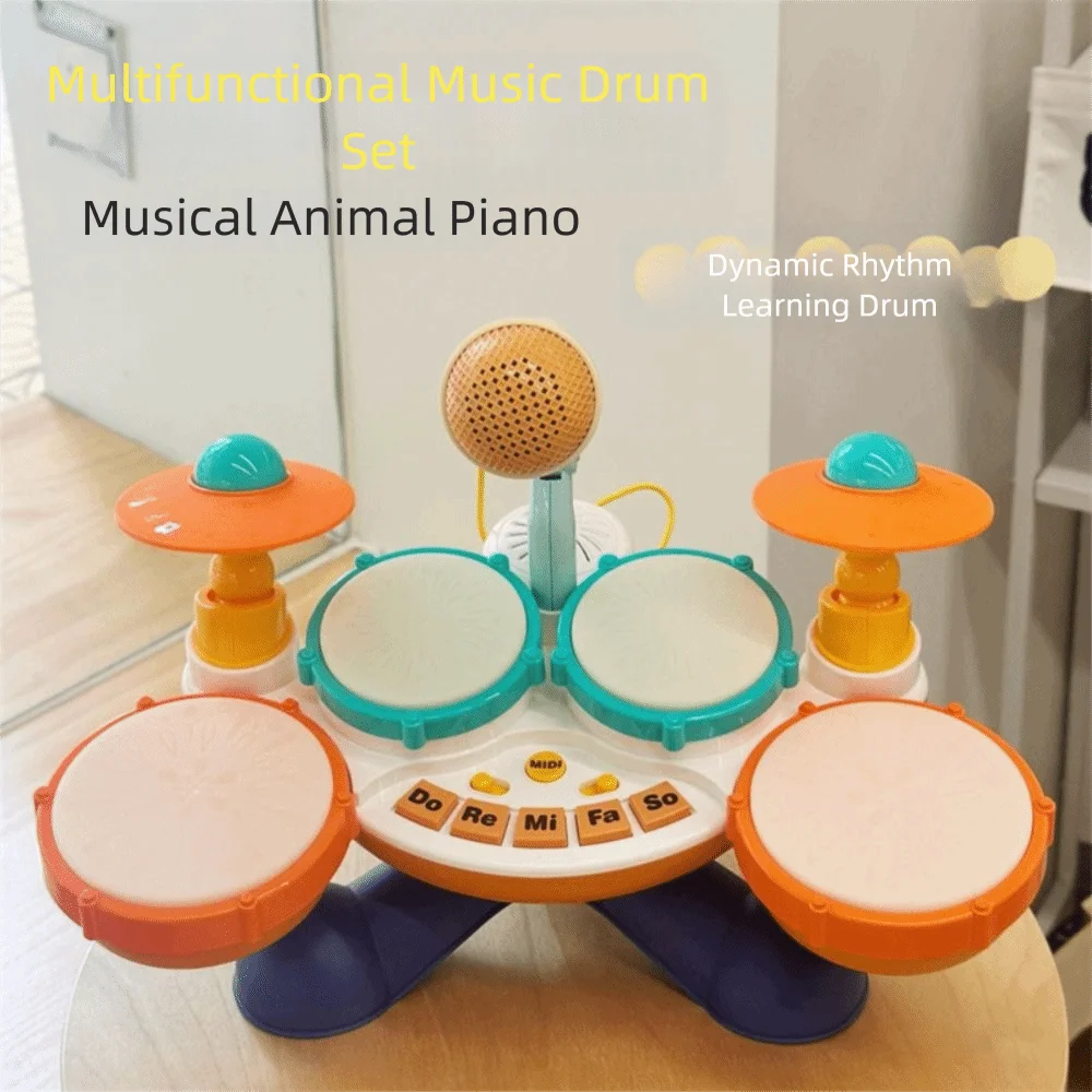 BPA Free Drum Set Multifunctional Drum Set With Microphone Baby Musical Instruments Early Educational Montessori Learning