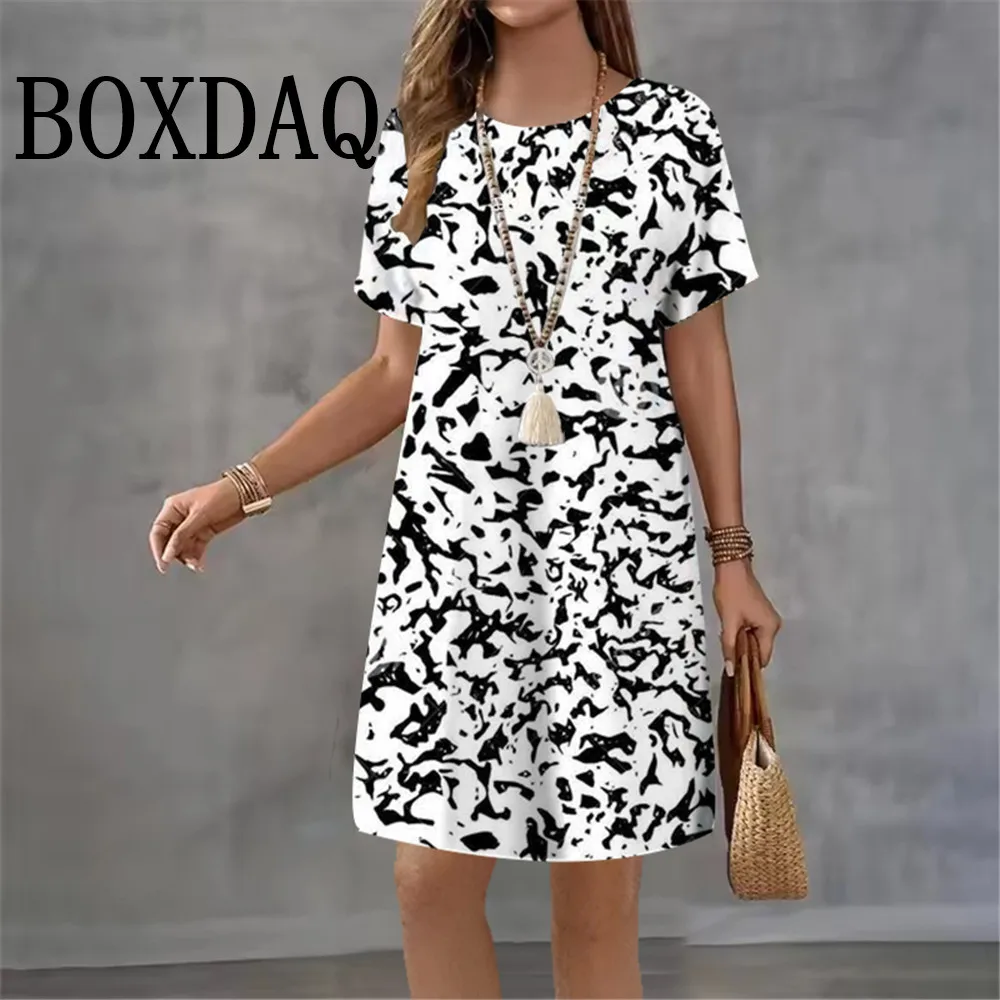 

Женские платья с пляжным принтом, мода 2026, новый летний элегантный сарафан с коротким рукавом, свободный повседневный женский мини-платье с 3D принтом, Vestidos