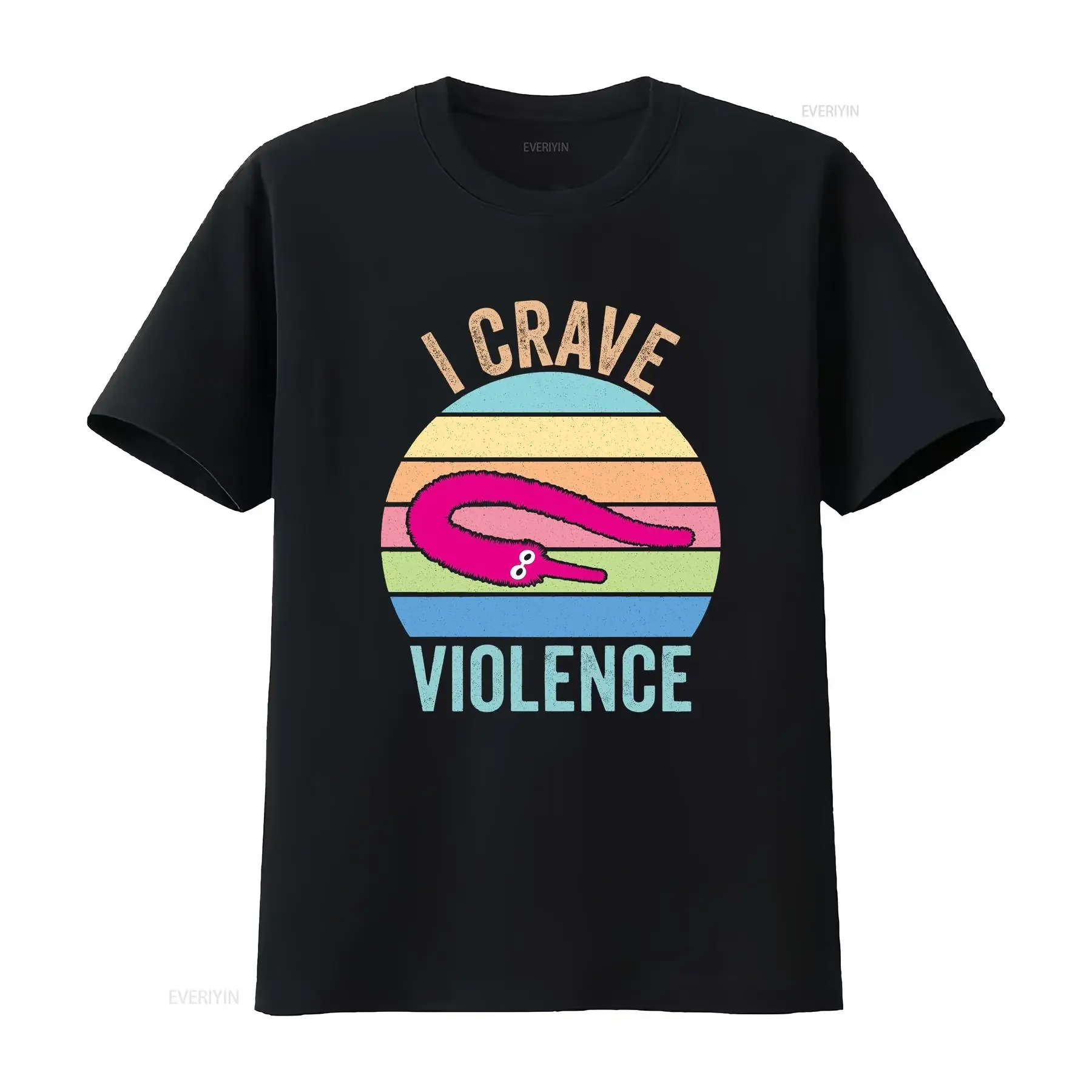 Worm On a String T Shirt I Crave Violence Funny Joke  vintage Washed Stylish streetwear Versatile Soft Casual