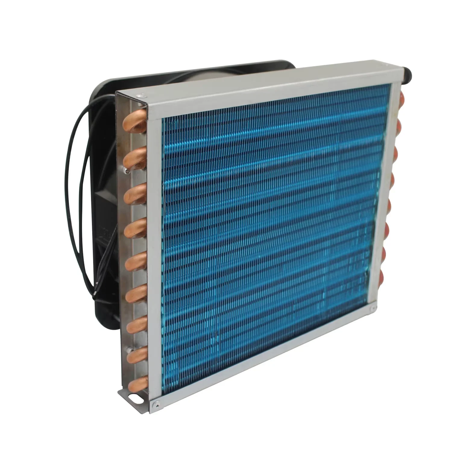 Small shell condenser radiator refrigerator  water-cooled aluminum fin and copper tube heat exchanger with fan173*132*38MM+120MM