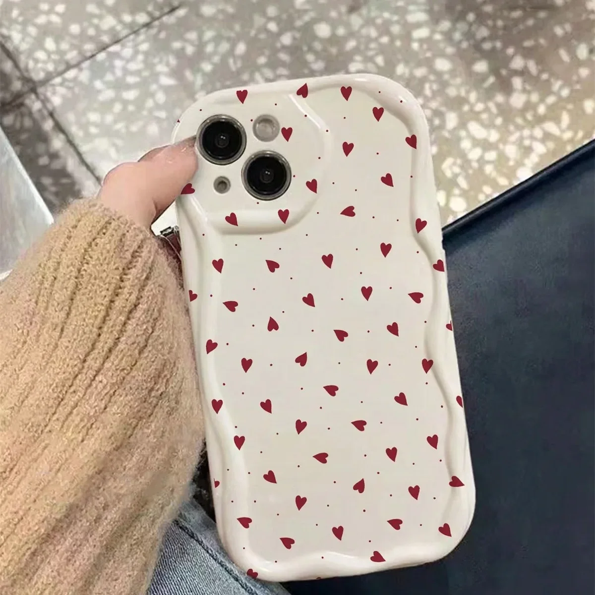 Love Heart Phone Case For Xiaomi Redmi Note 13 12 14 Pro Plus 5G 4G 11 10 9 12S 14C 13C 12C 10C 9C 9A A1 A2 A3 Wavy TPU Cover