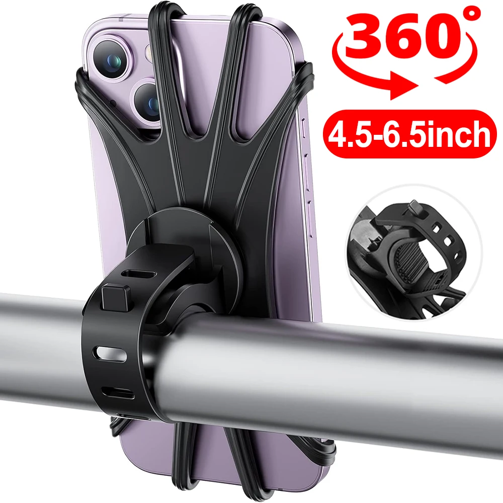 

Силиконовый держатель для телефона на велосипеде, вращающийся на 360 градусов, подставка для крепления телефона на руль велосипеда и мотоцикла, подходит для IPhone Samsung