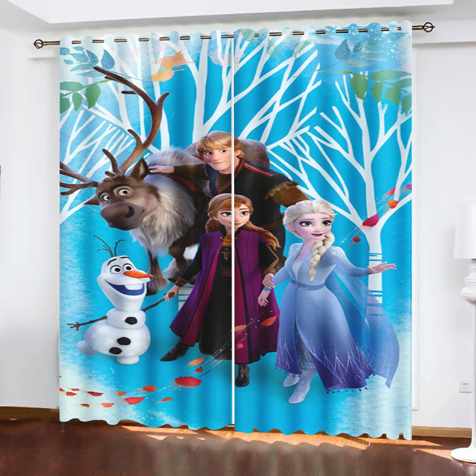 Princess Elsa Anna Frozen Printed Curtains For Living Room Bathroom Living Room Bedroom Blackout Curtains Drapes Dustproof  Home