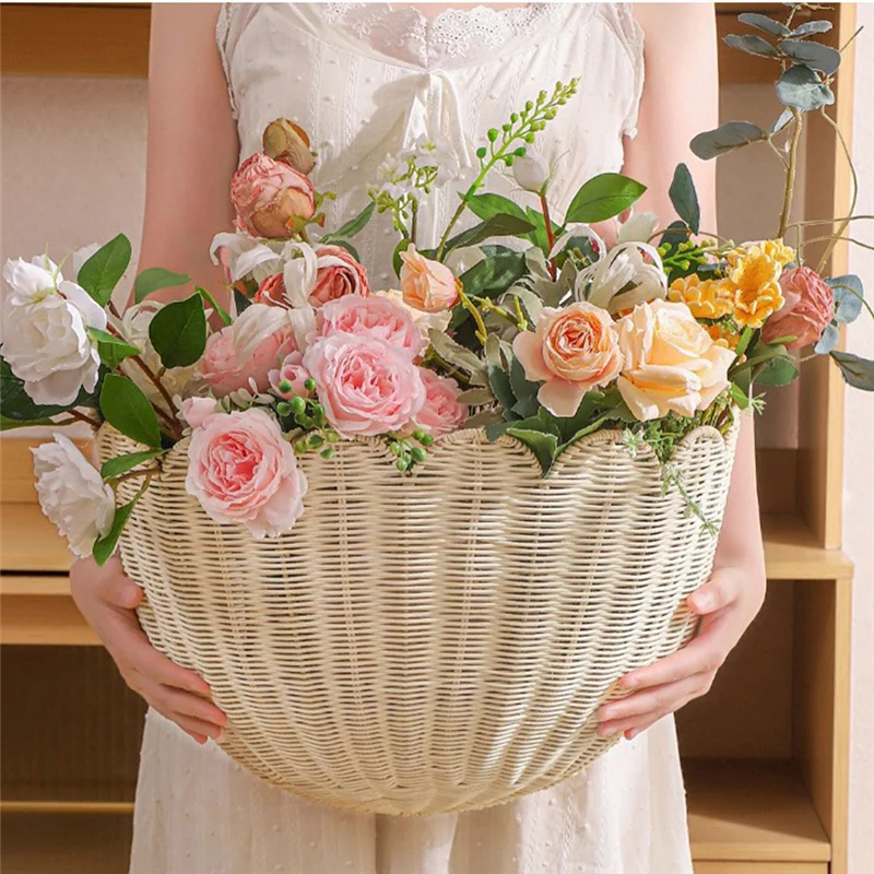 

A55P-тканая настенная подвесная корзина для планты, полотенца для ванной комнаты, балкона, кухни, имитация ротанга, декоративные журналы для хранения