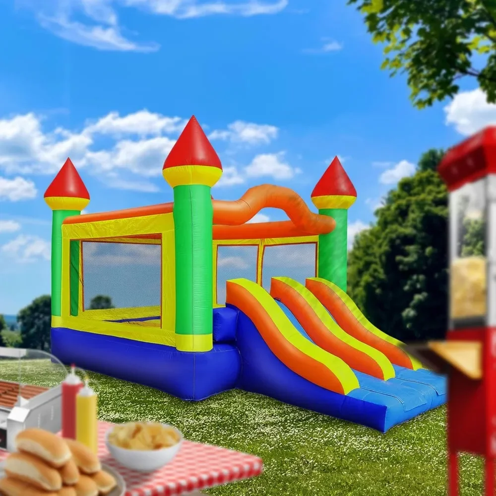 Mega Double Slide Castle Bounce House коммерческого класса с воздуходувкой — надувной шезлонг из 100% ПВХ размером 22 x 15 футов