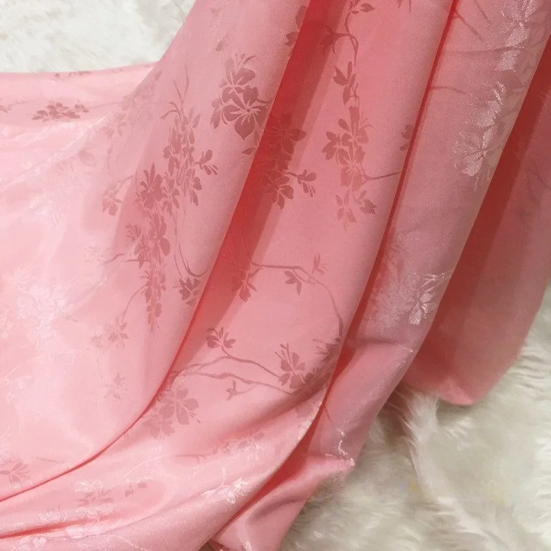 Micro Elastic Jacquard Fabric By Meters for Skirts Hanfu Pajamas Sewing Chinese Style Plain Flower Pattern Silky Cloth Thin Soft