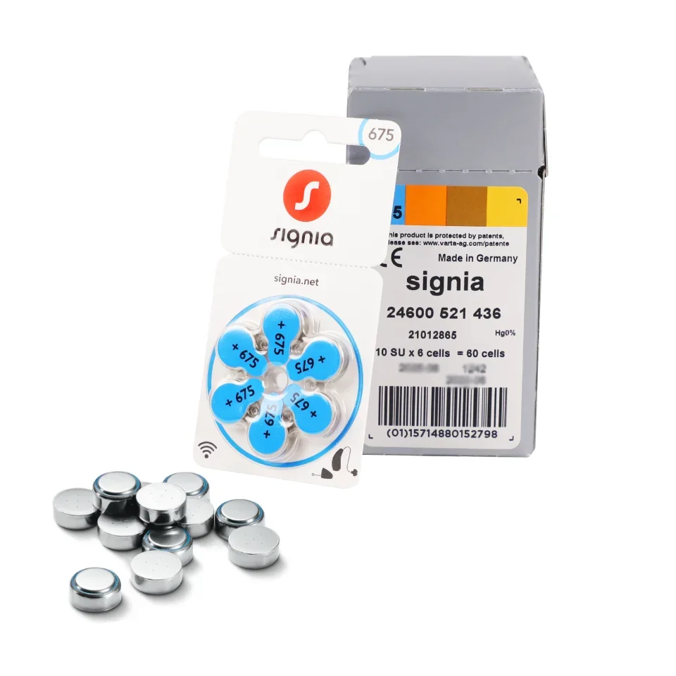 Zinc Air Hearing Aid Battery Size 675 60 Count Long Tab Replacement Batteries For Hearing Aid Easy Change Pack