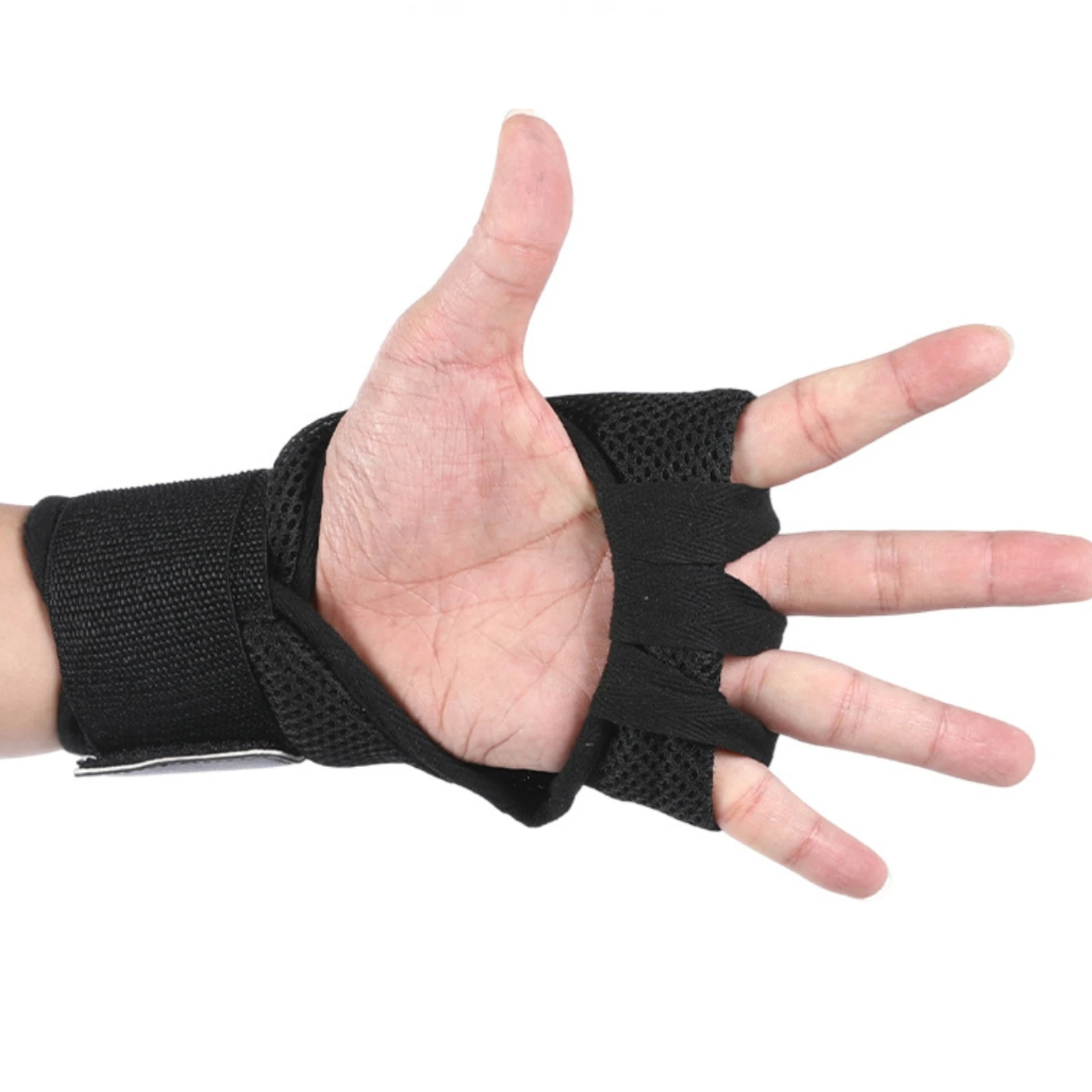 Finger-Separated Wrist-Support Glove Adjustable Mesh Workout Glove with Padded Panel Fingerless Workout Gloves Breathable