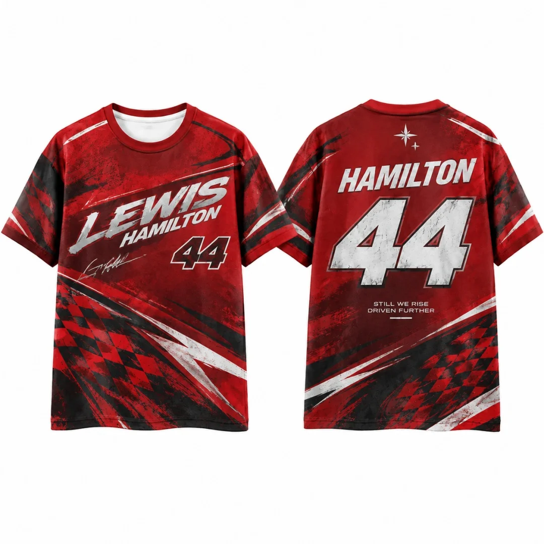 Hamilton #44 Racing T-shirt Unisex Motorsport Fan Tee Summer Short Sleeve Checkered Flag Race Track Graphic Tops Match Jersey