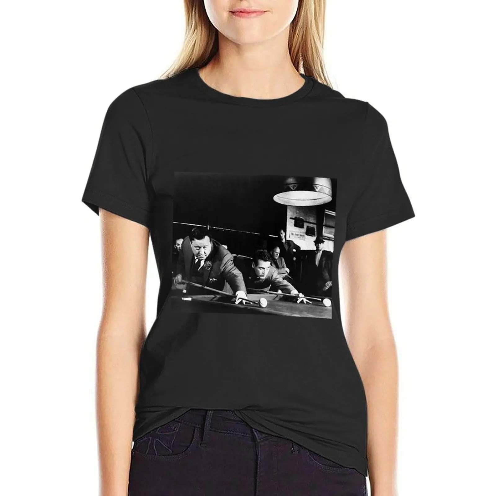 

Jackie Gleason And Paul Newman Playing Billiard T-Shirt plus size tops blacks t-shirts for Women graphic tees funny