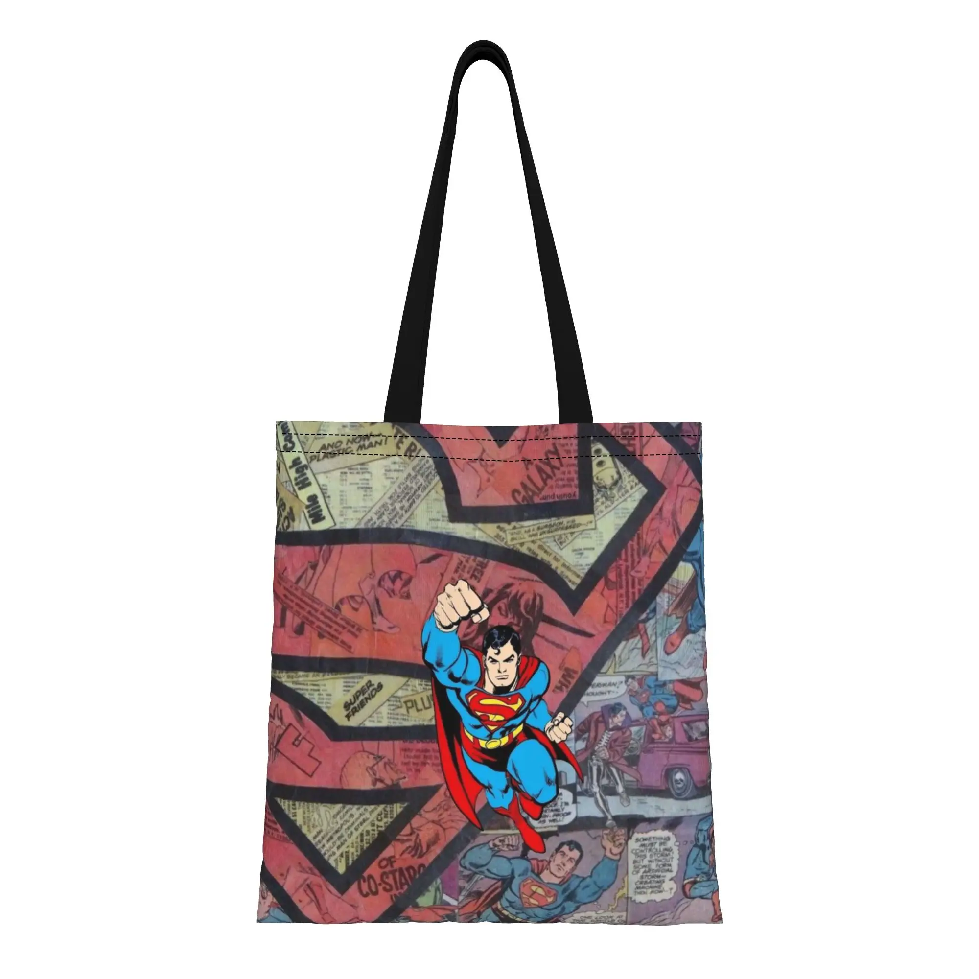 

Холщовая сумка-тоут «Герой Супермен» к началу учебного года, идеально подходит для покупок, женская сумка с верхней ручкой