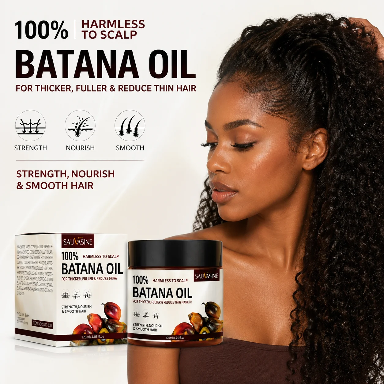 Natural Batana Oil Scalp Care Cream Contains Plant-Derived Batana Oil to Provide Rich Nutrition to the Scalp, Leaving It Full an