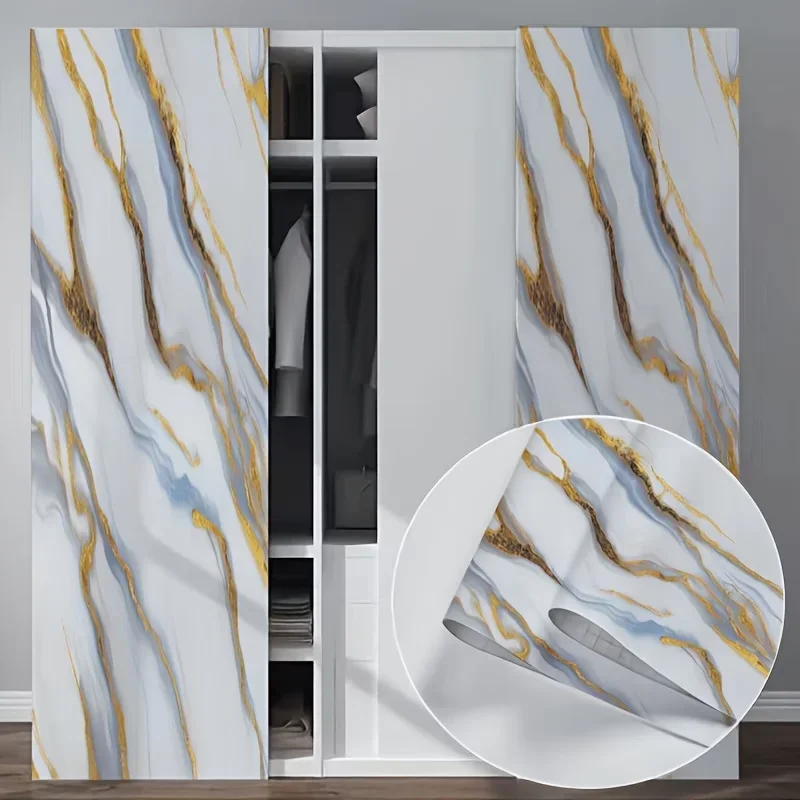 Waterproof And Oil-Proof Marble-Pattern Wall Stickers Suitable For Kitchen Backsplashes And Cabinet Refurbishment.