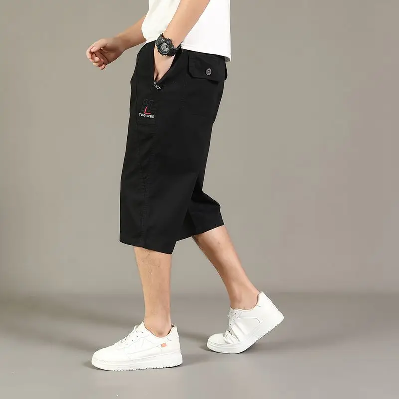 

Мужские хлопковые шорты до колен, свободные, прямого кроя, повседневные, модные, легкие, для лета