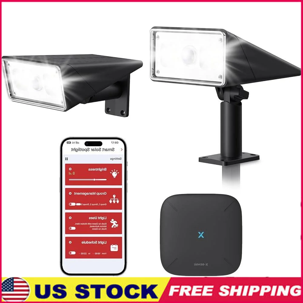 

Smart Solar Spotlights Outdoor Waterproof Motion Detector APP Control 3 Lighting Modes Dusk-to-Dawn Installation Base Station