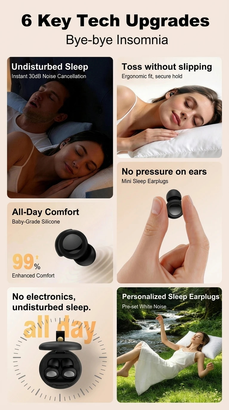 Olyga Ultra Soft Silicone Sleep Earplugs for Side Sleepers - Reusable Low- Profile Noise Reduction Ear Plugs with Carry Case
