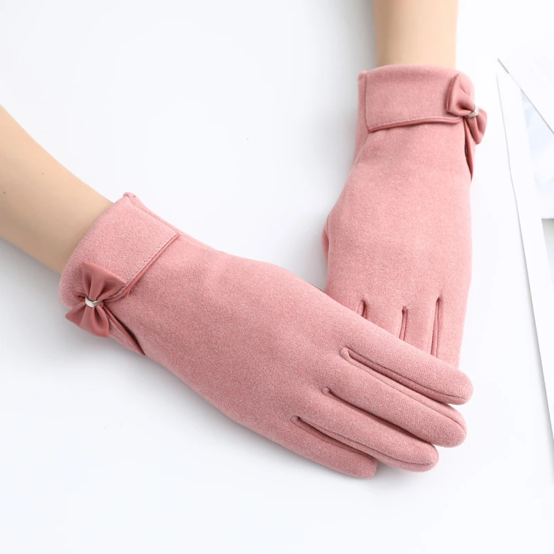 

New Grace Fashion Lady Gloves Women Winter Vintage Touch Screen Warm Windproof Cycling Driving Full Finger Glove Mittens