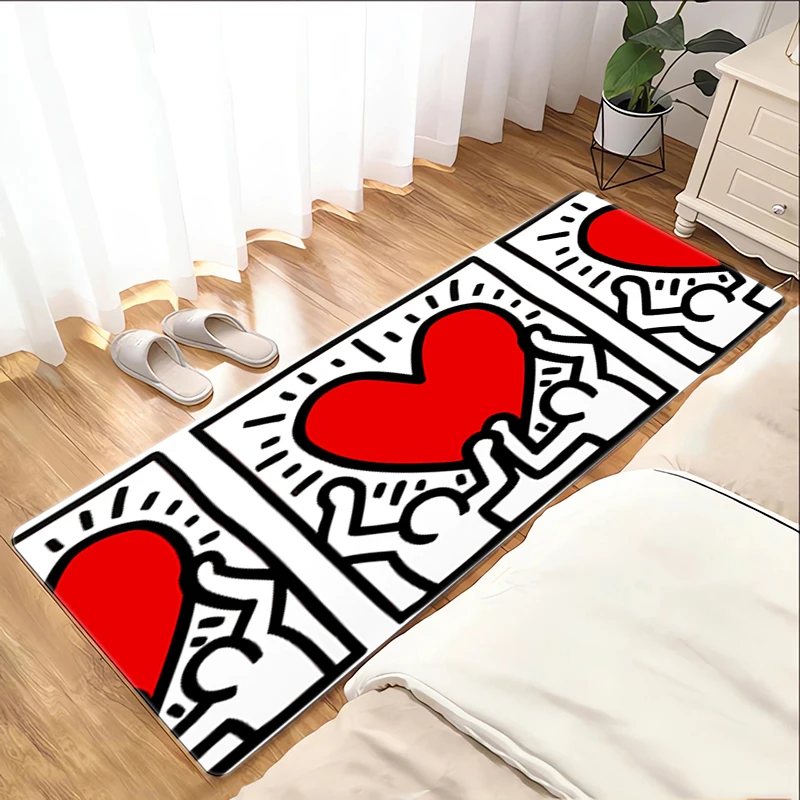 Room Rugs Keiths Haring Welcome Mat Bathroom Floor Mats Washable Non-slip Kitchen Rug Balcony Carpet Foot Bath House Entrance