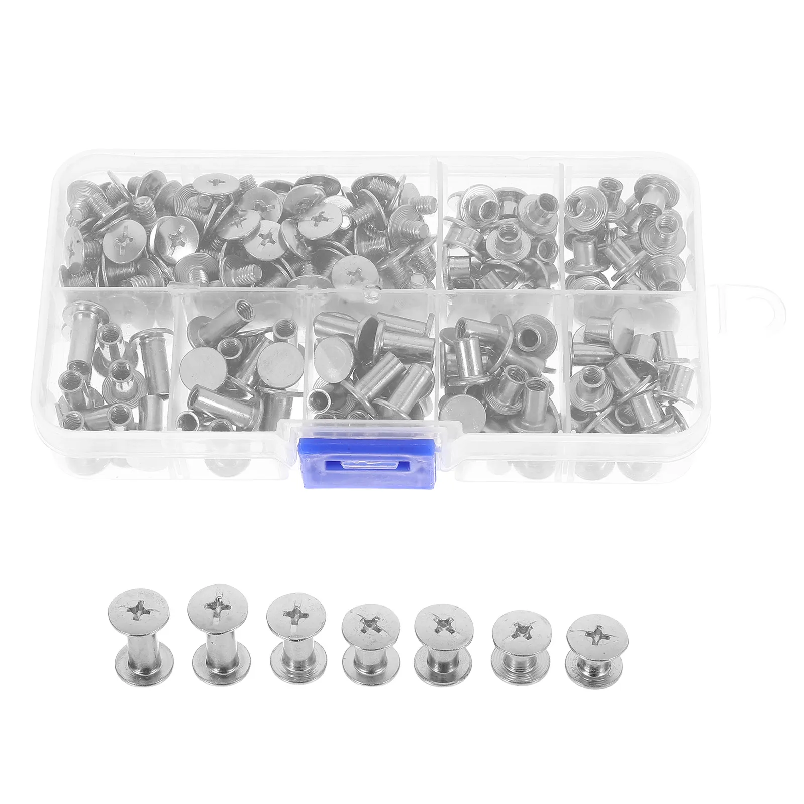 

120 set Screw-to-lock Rivets Kit Caps Binder Screws Carbon Steel Round Head Leathercraft Supplies Tools