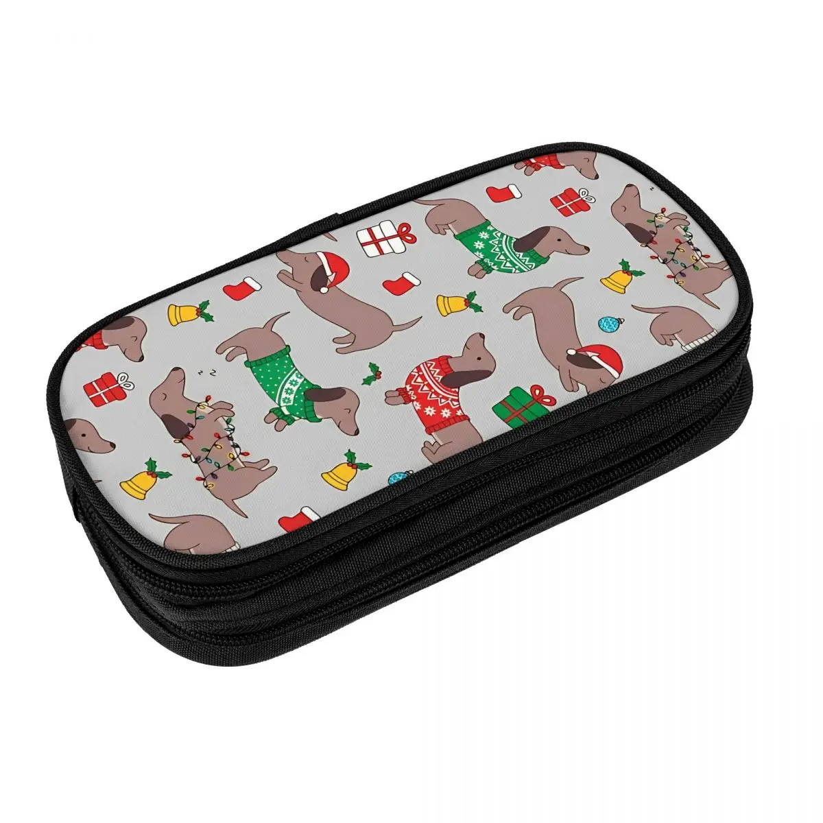 Christmas Sweater Dachshund Dog Pencil Cases Lovely Pen Box Bags Student Large Storage School Supplies Gift Pencil Box