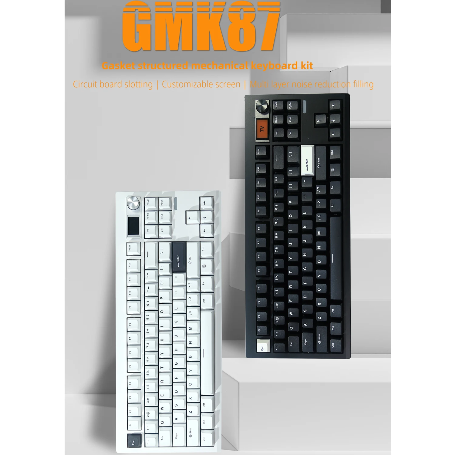 

GMK87 Tri-Mode Mechanical Keyboard with Shaft and Keycaps RGB Backlit Gasket Structure Hot-Swappable Customized Keyboard