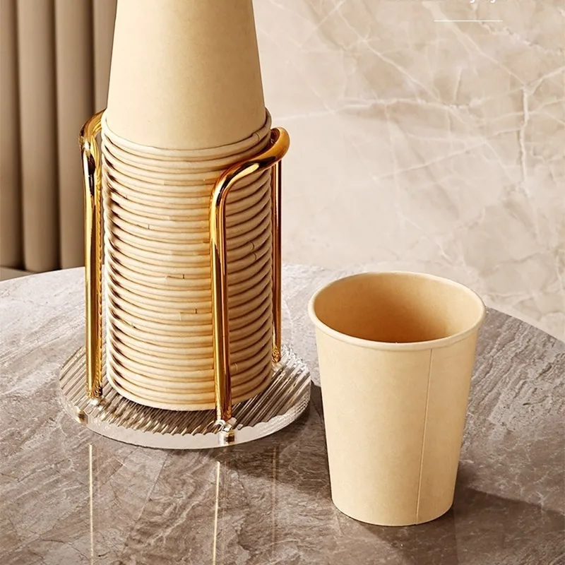 Luxury Disposable Cup Storage Holder Water Tea Cups Dispenser Rack Shelf with Longer Stick Mug Display Stand Home Organizer