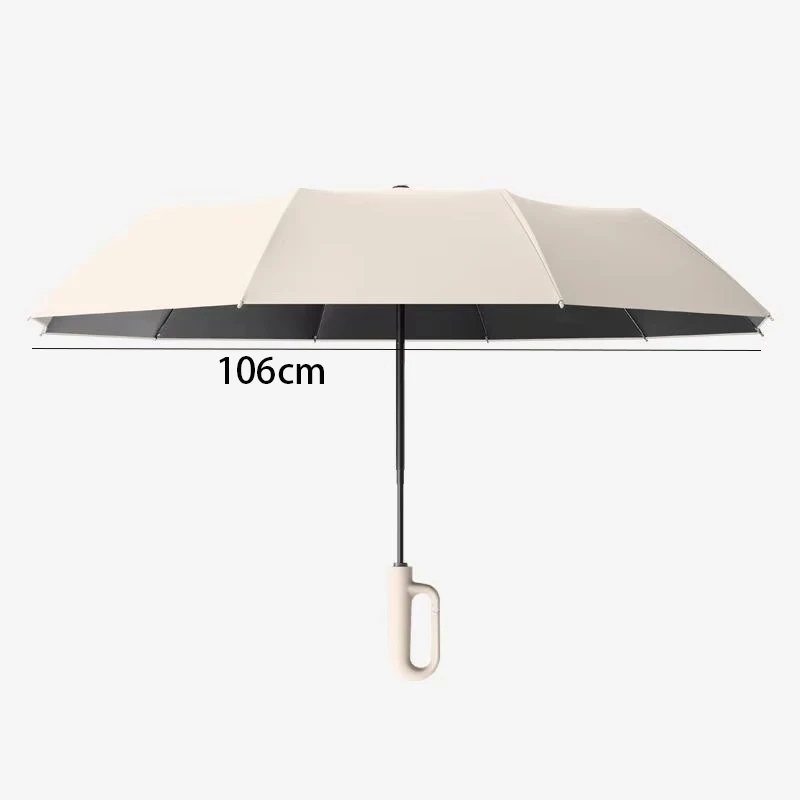 Extra Large 12-Bone Ring Buckle Umbrella Fully Automatic Portable Wind-Resistant Dual-Purpose Folding Black Rain Umbrella