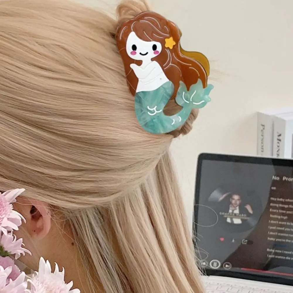 

Sweet Geometry Cartoon Mermaid Hair Claw Lovely Ponytail Clip Creative Hair Claw Novetly Acetic Acid Shark Clip Female