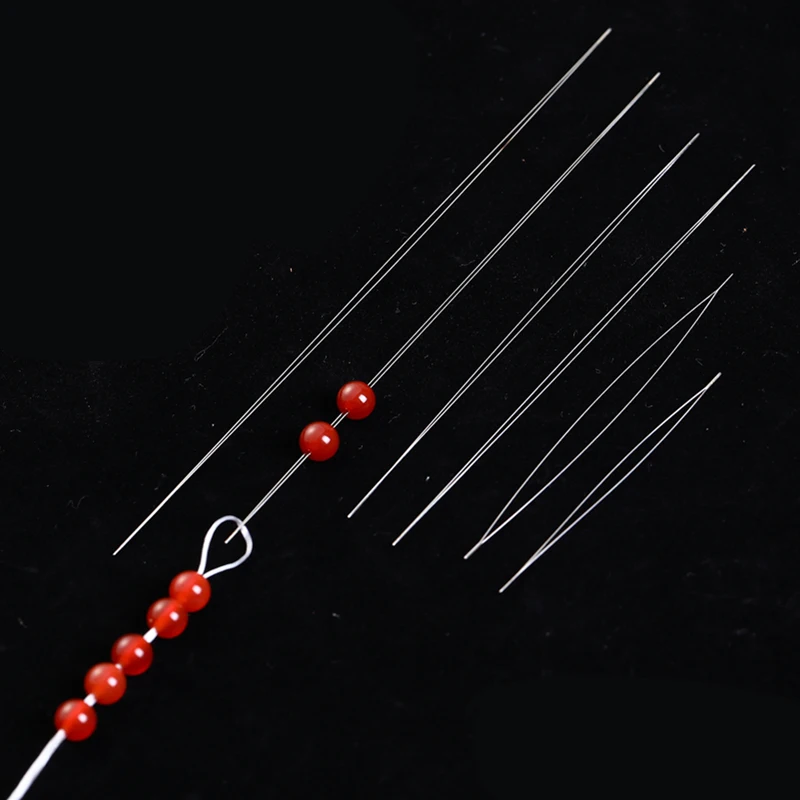 5Pcs Beading Needles Pins Opening Curved Needle for Beads Bracelet DIY Jewelry Making Tools Beaded Threading Pin Needlework Kits