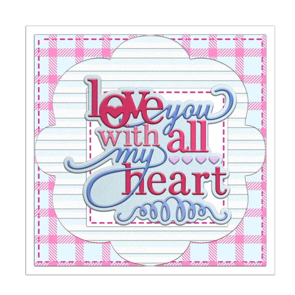 MangoCraft Love You With All My Heart Cutting Dies DIY Scrapbooking Supplies Metal Dies Knife Mold For Cards Albums Decor