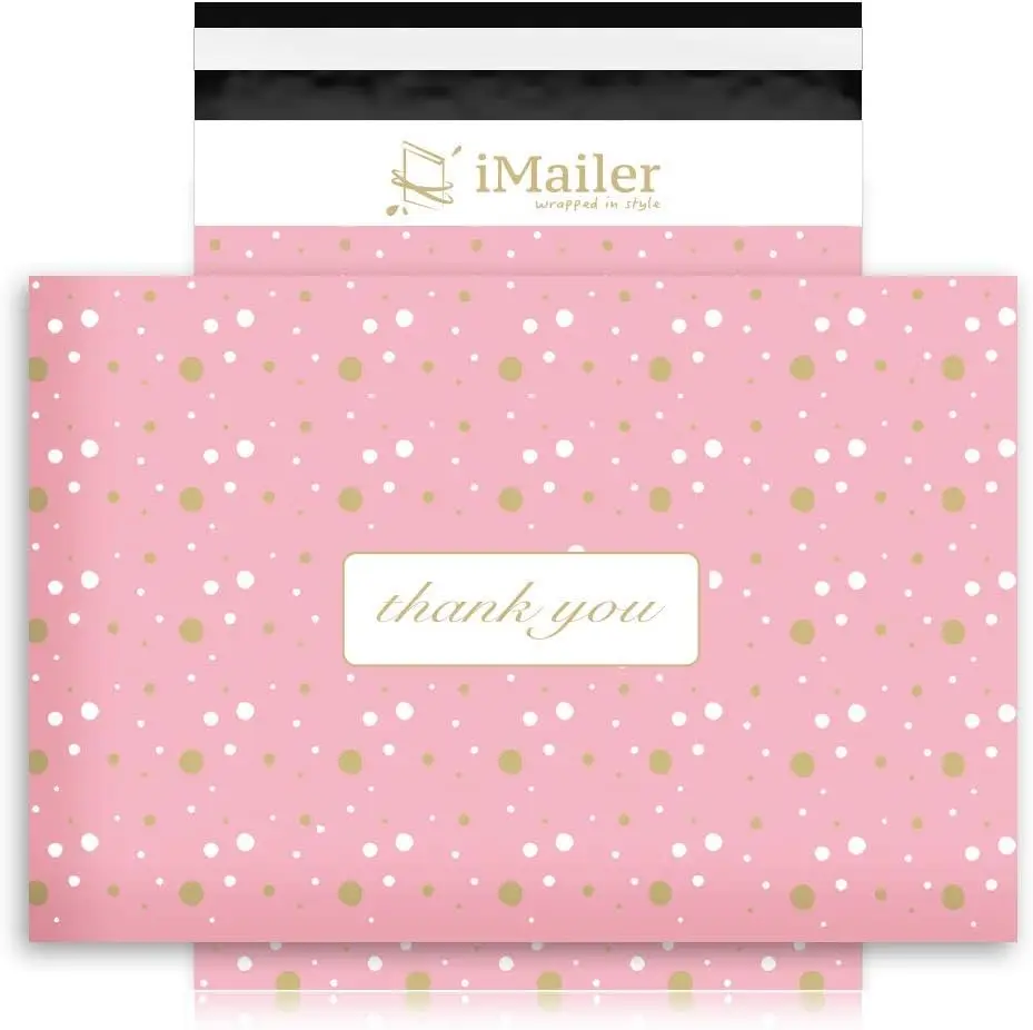 Pink Polka Dot Poly Mailers 10x13, 100 Pack Self Seal Shipping Bags