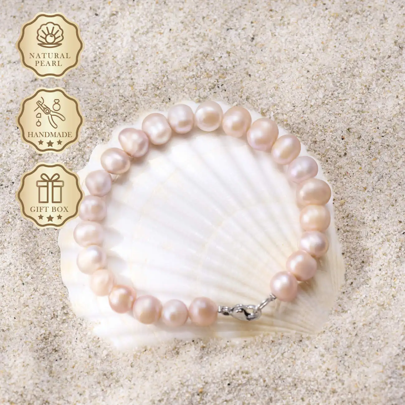 

MYSOYA Pink-Lavender Twisted Freshwater Pearl Bracelet 10–11mm with Silver Lobster Clasp, Gift Box, Birthday Gift