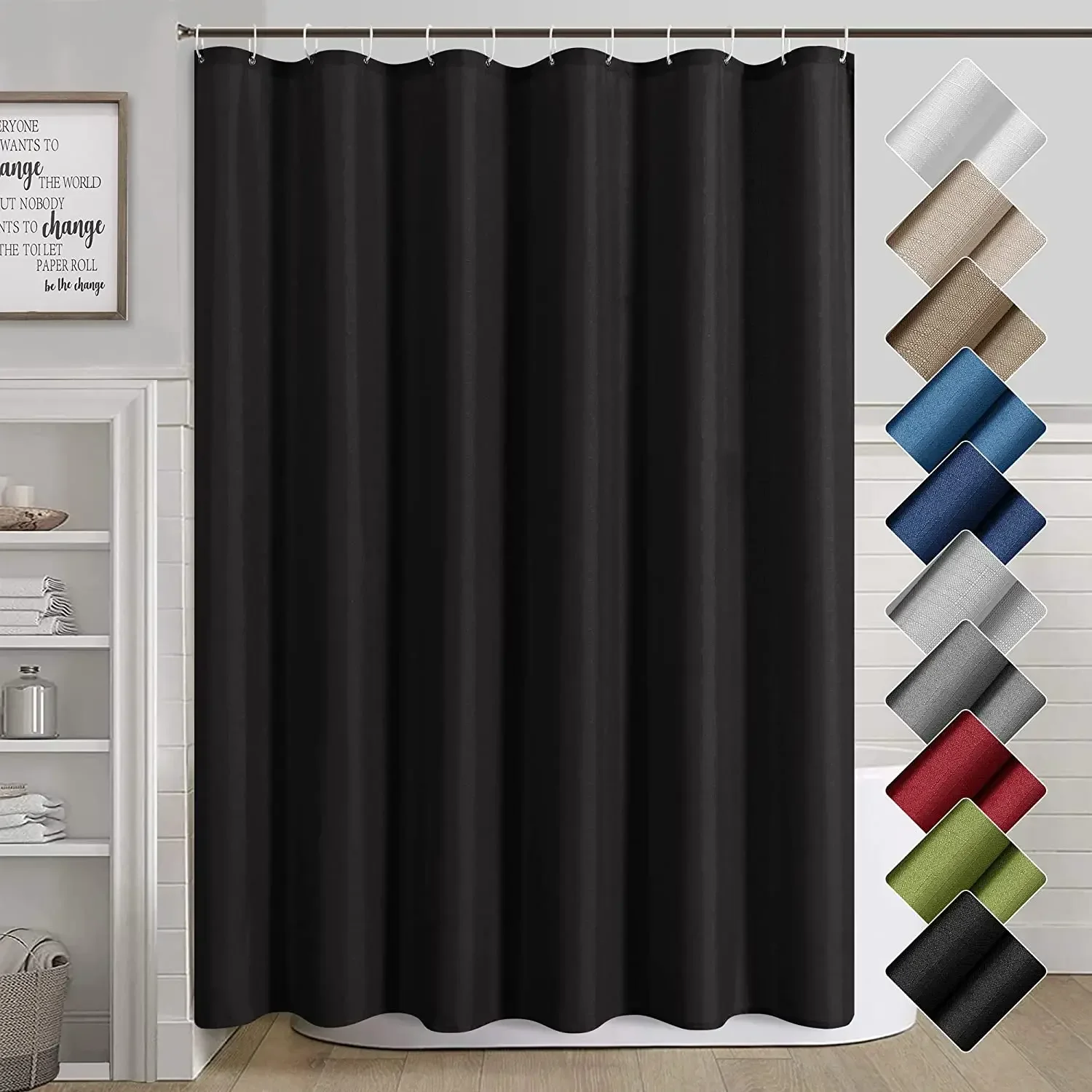 Grey Shower Curtains Modern Minimalist Hotel Home Solid Colour Bath Curtain Polyester Fabric Bathroom Decoration Set with Hooks