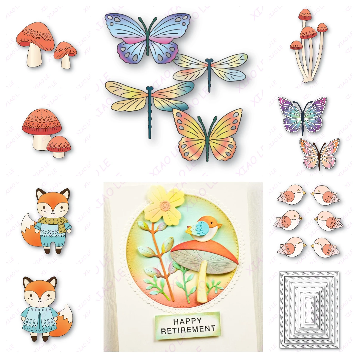 

Swirl Mushrooms Bundled Fox or Cat Metal Cutting Dies for DIY Scrapbooking Crafts Dies Cut Stencils Maker Photo Album Template