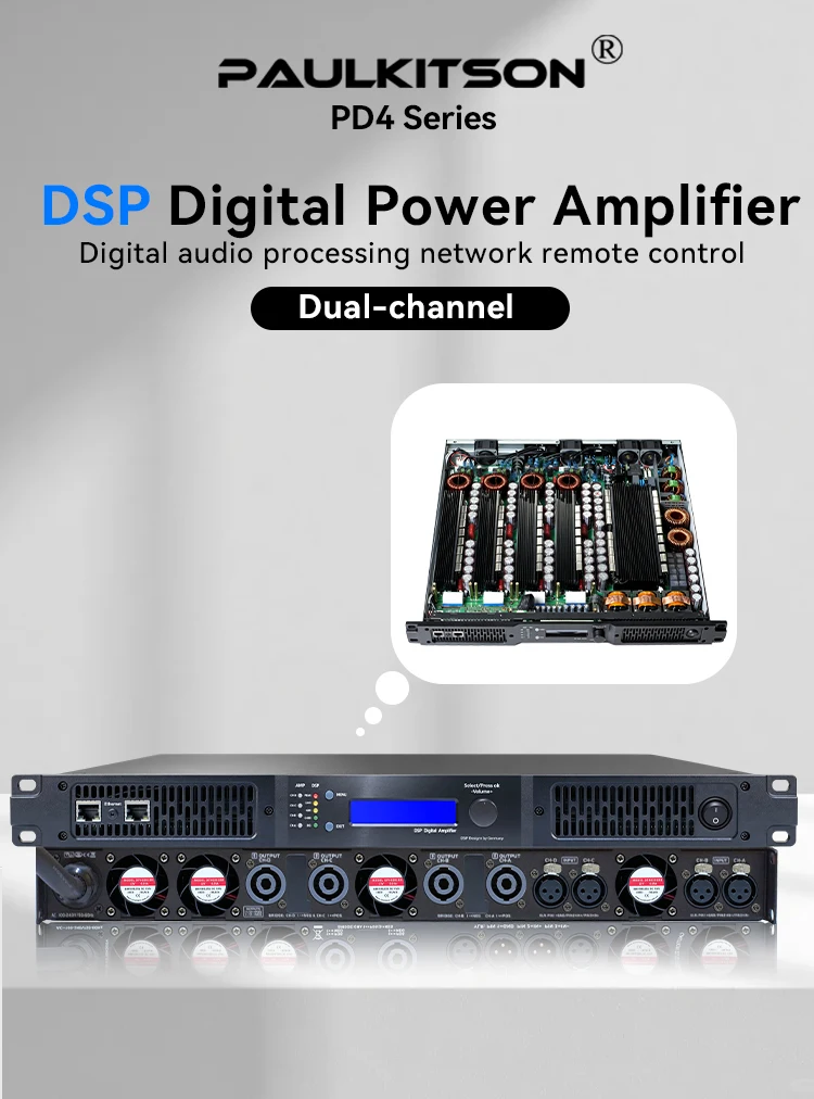 Bestseller Paulkitson PD4 Serie DSP Digitaler Leistungsverstärker PC-Fernabstimmung Klarer Klang Geringe Verzerrung Professionell für Bar und Zuhause – Detail 2