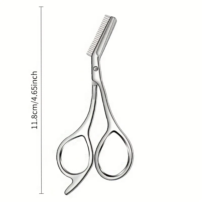 Stainless Steel Eyebrow Scissors With Comb One Piece Ergonomic Handle Household Salon Grooming Supply image 6