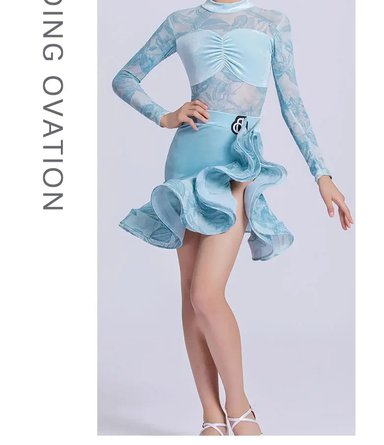 เครื่องแต่งกายเต้นรําละตินสําหรับเด็กปี 2025 ชุดฝึกซ้อมฤดูใบไม้ร่วงและฤดูหนาวของเด็กผู้หญิงใหม่ชุดพร้อมชุดเต้นรําความรู้สึกระดับไฮเอนด์