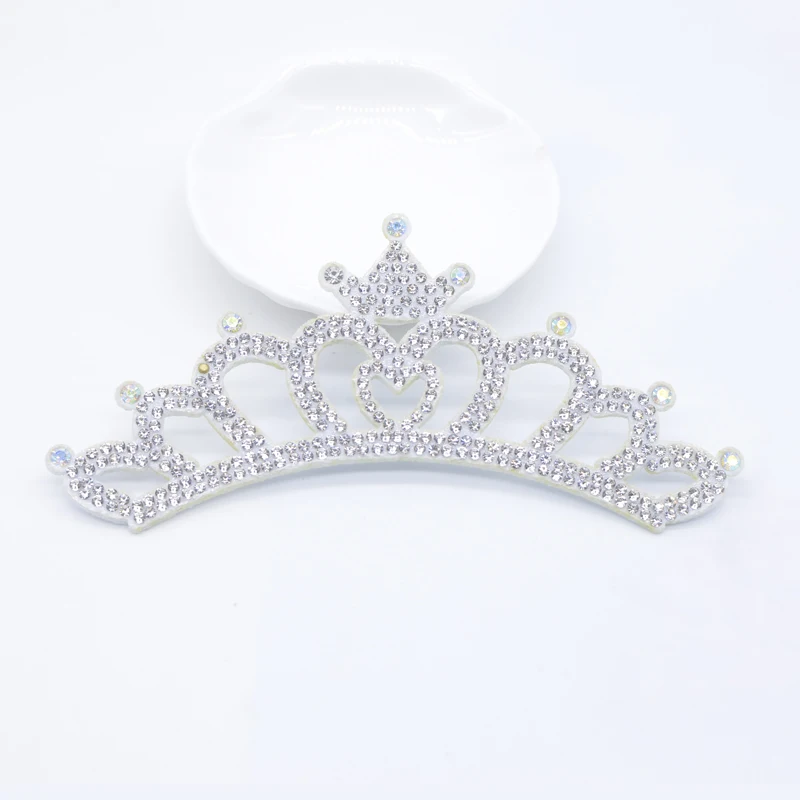 6Pcs 13CM Padded Crown Rhinestone Patches for DIY Clothes Hat Shoes Crafts Decor Applique Headwear Bow Jewelry Accessories