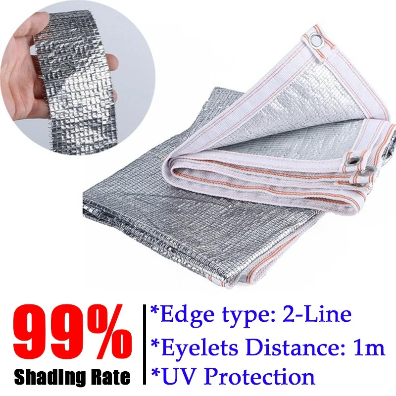 

99% Shading New Sun Shade Net Aluminum Foil Sunshade Net Garden Swimming Pool Car Shed Camping Shading Sail Outdoor Sun Shelter