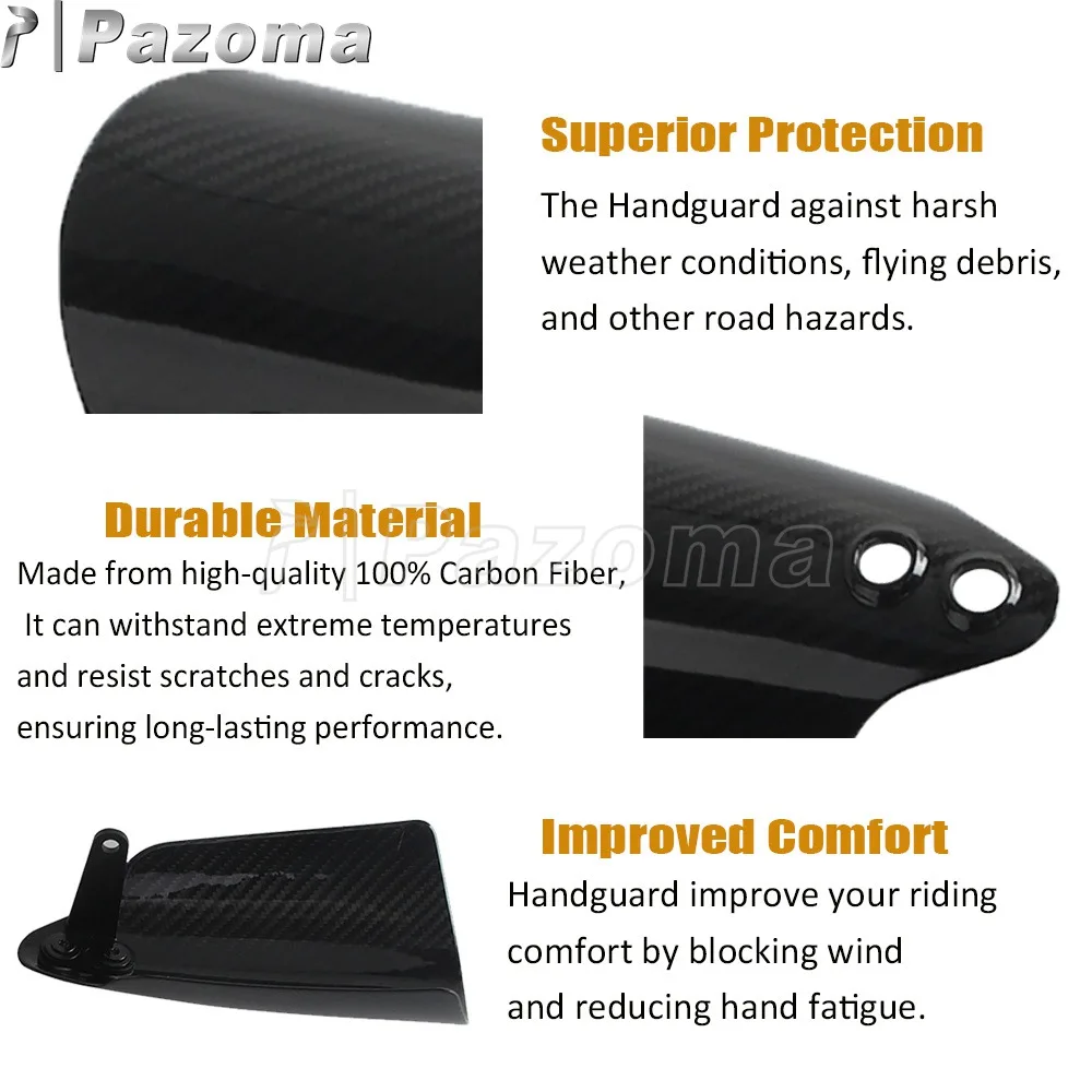 واقي اليد من الكربون لـ Harley Softail FXBB FXBBS FXST FXLRST FLDE FLHC FLHCS PAZOMA مقبض الدراجة النارية واقي اليد واقي الرياح