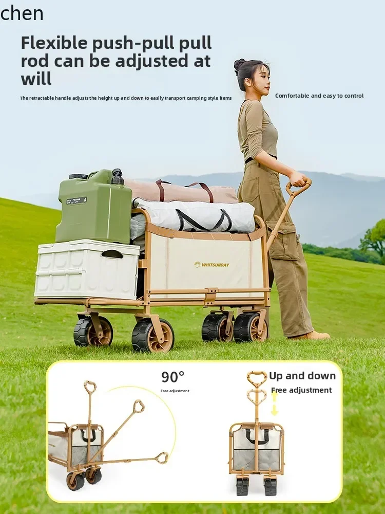 ZP10Outdoor Camping Push Reclining Folding Cart Camp Picnic Camping Stall Large Travel Cart