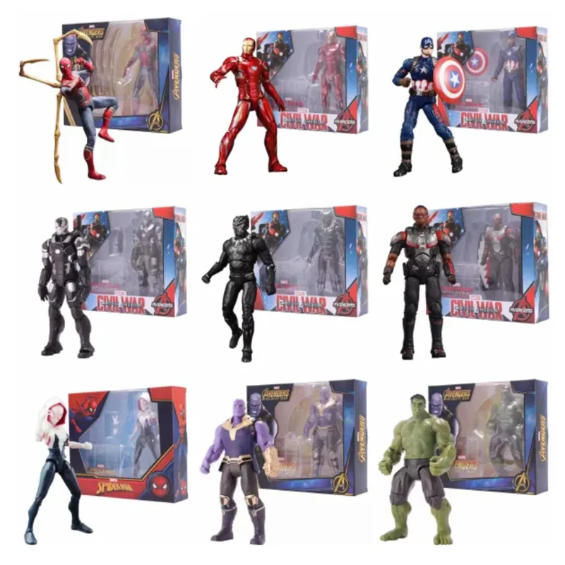 

Marvel Avengers Figurine Spiderman Iron Man Hulk Superhero Action Figure Toy Hand Movable Kids Christmas Gifts