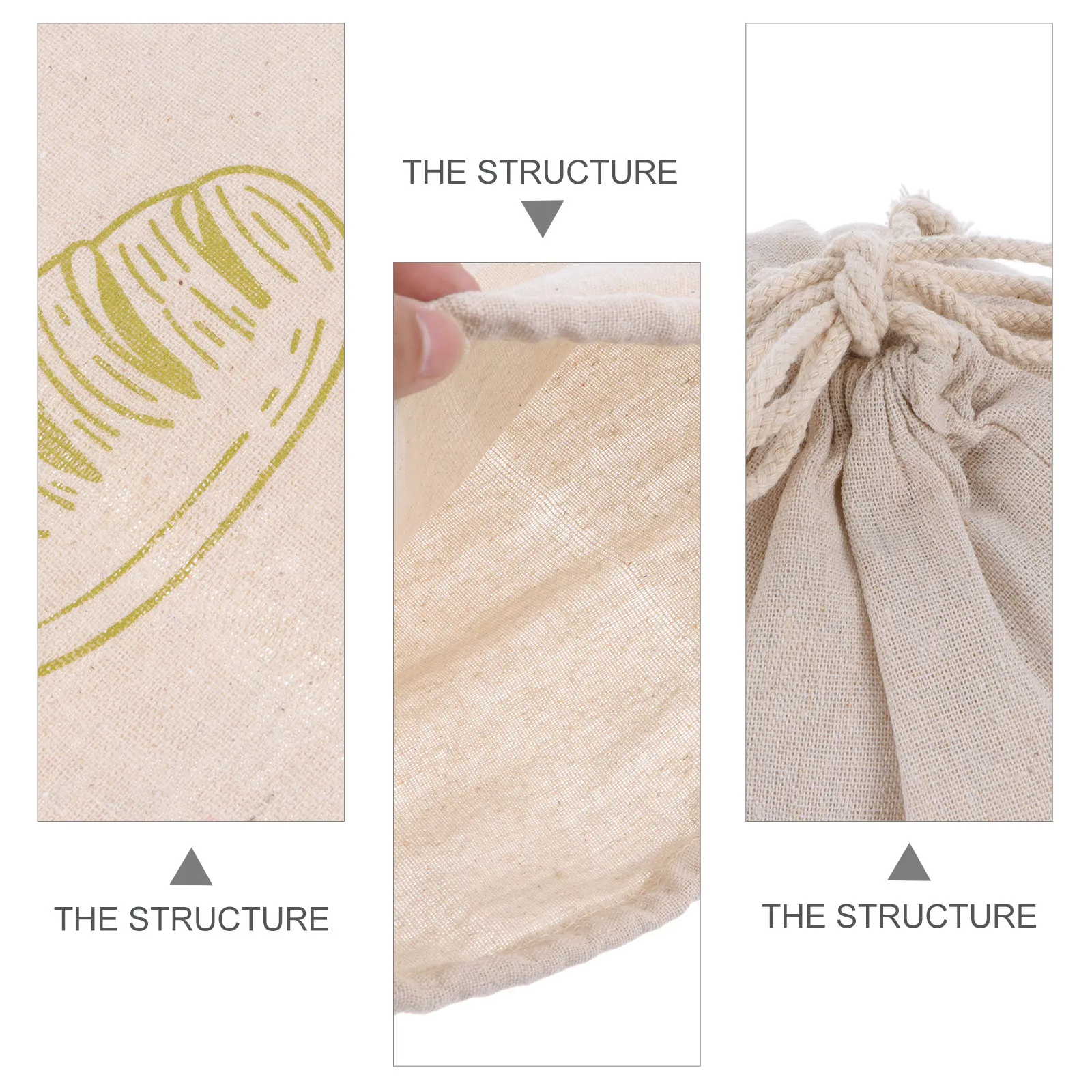 Unbleached Linen Bread Pouch Drawstring Bag Reusable Food Storage Easy Clean Firm After Washes Seal Well Carry Easily
