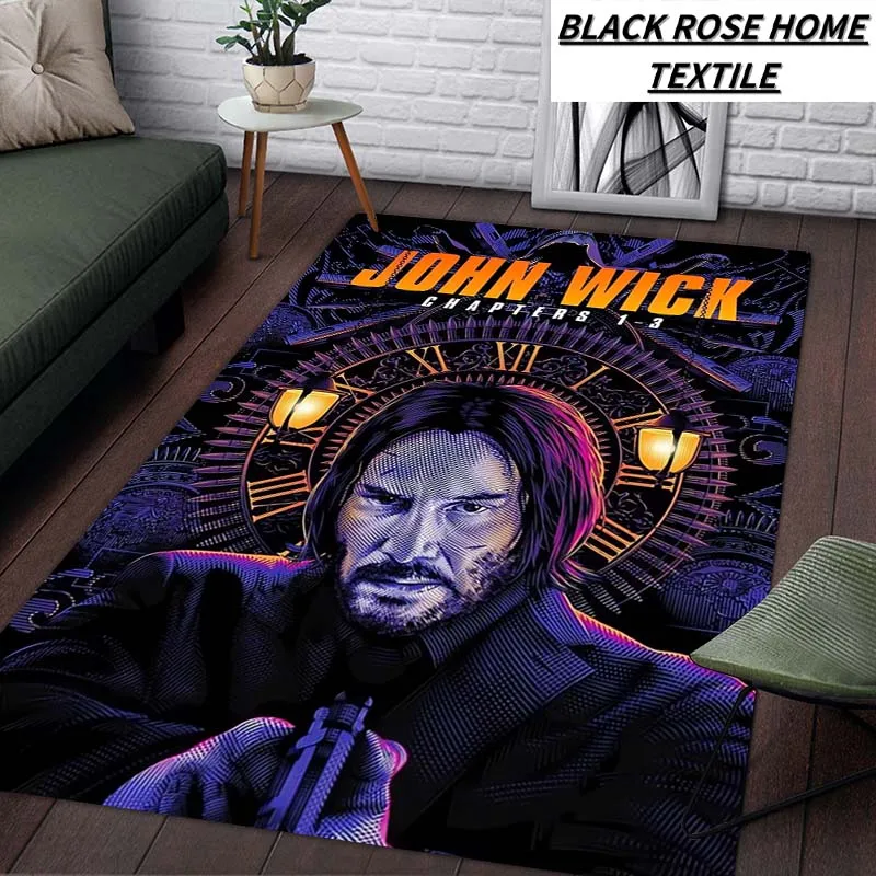 Fashion Art HD Print Movie John Wick Carpet Living Room Sofa Kitchen Coffee Table Area Floor Mat Bedroom Corridor Anti slip Rug