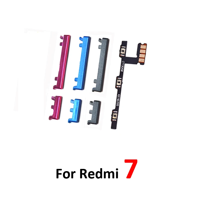 Phone Power Volume Button For Xiaomi Redmi 7 New On Off Up Down External Key Internal Flex Cable Repair Parts Black Blue Red