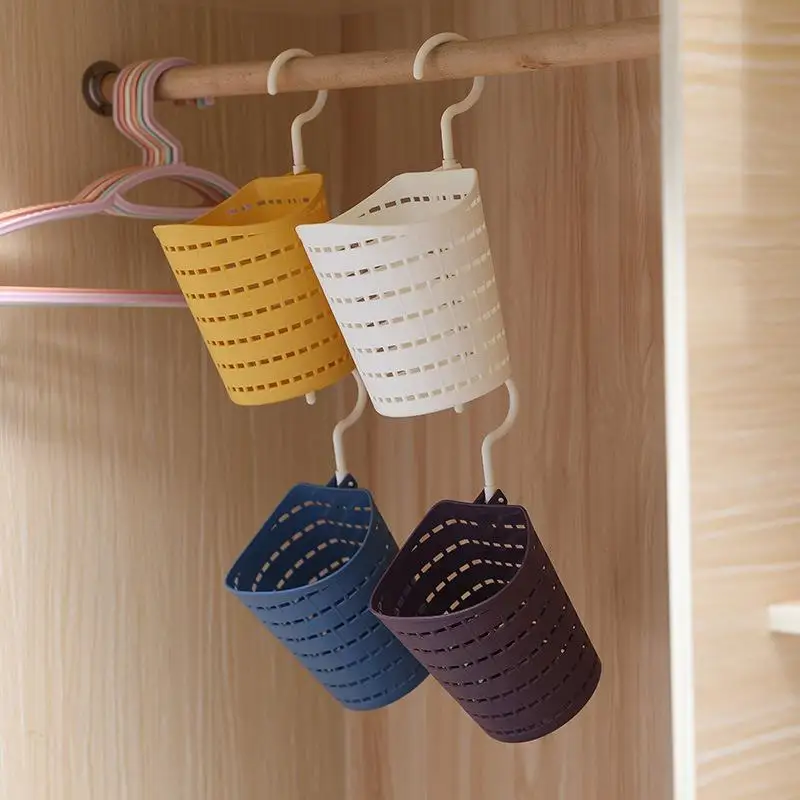 

1pc Multi Functional Single Hook Storage Basket Organizer Bathroom Plastic Hanging Storage Basket Wardrobe Hook Storage Basket