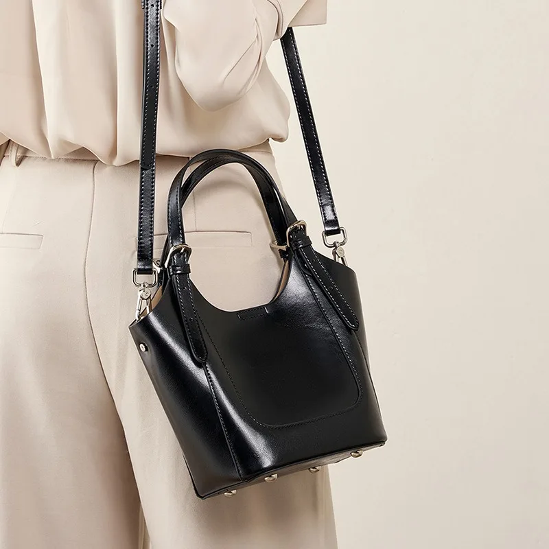 Women's Fashion Designer Top-handle Handbag Elegant Lady Shoulder Bag Split Leather Female Crossbody Bags