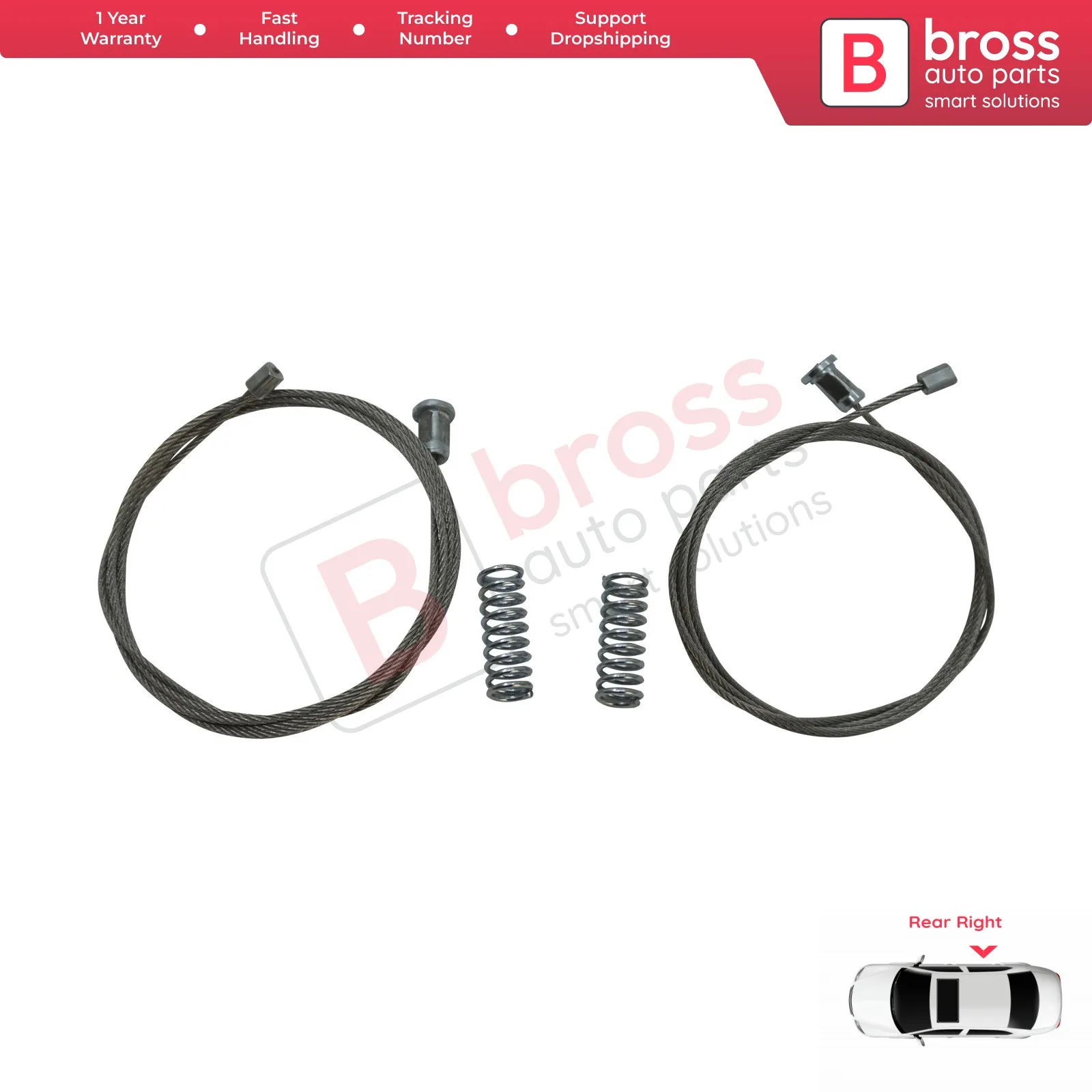 Bross Auto Parts BWR5254 Window Regulator Repair Set Rear Right 83460A2010 for Kia Ceed 2012-2017 Top Store Made in Turkey