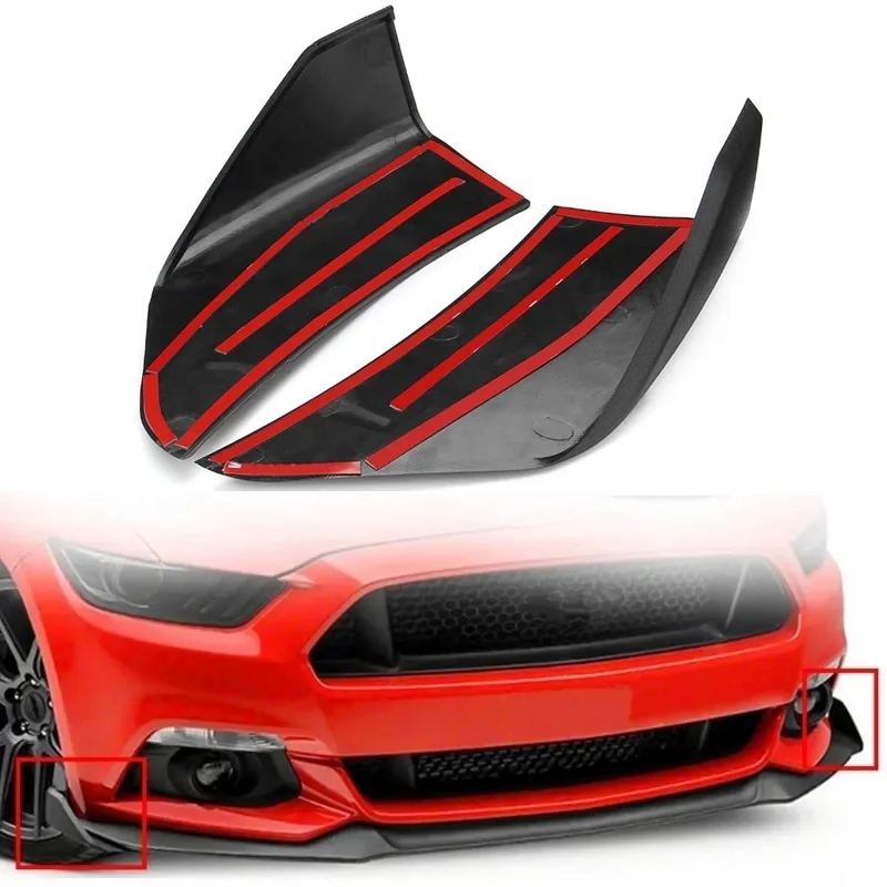 For Ford Mustang 2015-2019 ABS Car Front Bumper Slitter Lip Diffuser Chin Spoiler Winglets Guard Protector