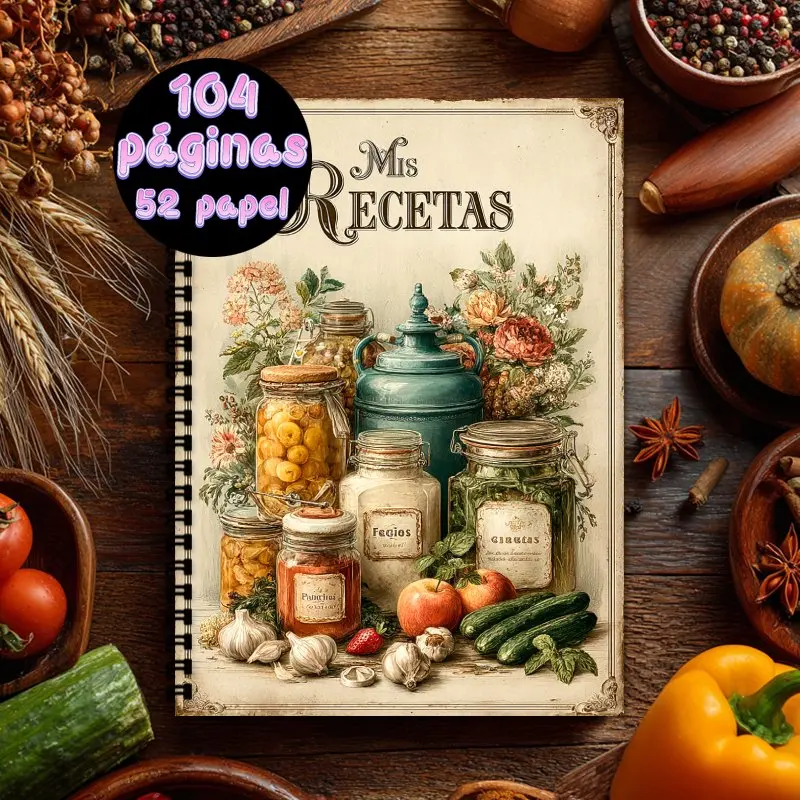 Libro de cocina en español A5, cuaderno con encuadernación en espiral, libro de recetas para hombres y mujeres, con capacidad para hasta 100 recetas